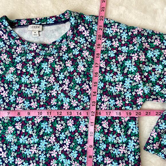 J. Crew Blue Floral Long Sleeve Tee Size Medium - Picture 3 of 5
